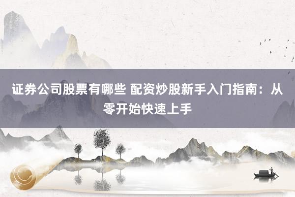 证券公司股票有哪些 配资炒股新手入门指南：从零开始快速上手